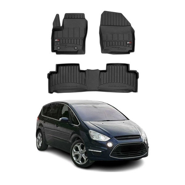 Omac Gummi FußMatten FüR Ford S-Max 2006-2014 Premium TPE Automatten Schwarz 3X-image