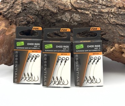 Fox Edges Super Wide Gape Chod Rigs Gr. 4 5 6 - 3 Stück Karpfenrig Haken DA
