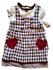 Vintage SWAT Girls Gingham Burgundy plaid Hearts Dress Size 6 New NWT 2-piece