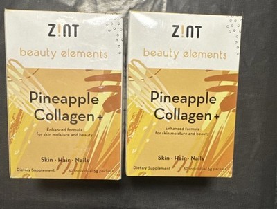 Zint Lot Of 2 Collagen PINEAPPLE Skin/Hair/Nails -30 Individual Packets Exp4/28 