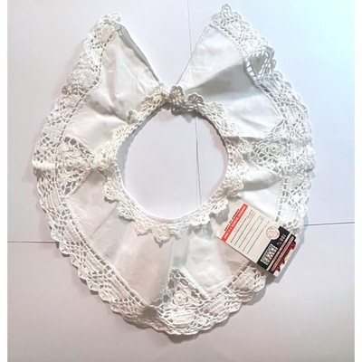 Ann's Vintage Hand Embroidery & Drawn Work White 100% Cotton Crochet Collar -New