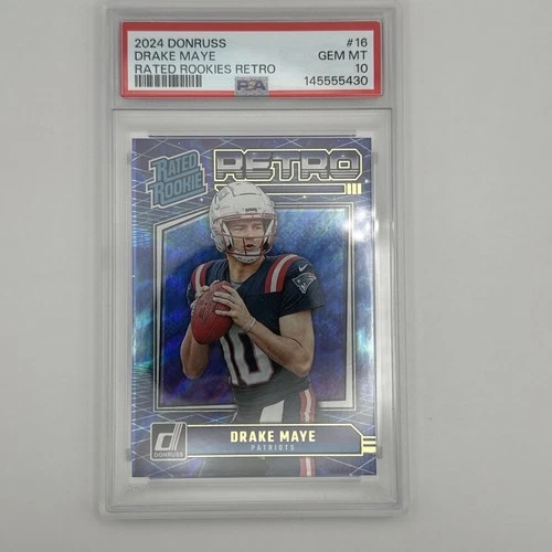 2024 Panini Donruss Retro #16 Drake Maye RC Rated Rookies PSA 10 Gem Mint 💎💎🔥