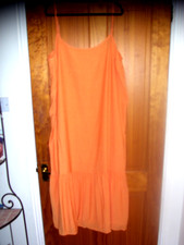 NUTMEG ORANGE CRINKLE MIDI DRESS SIZE 20 TIERED ADJUSTABLE STRAPS SCOOP NECK
