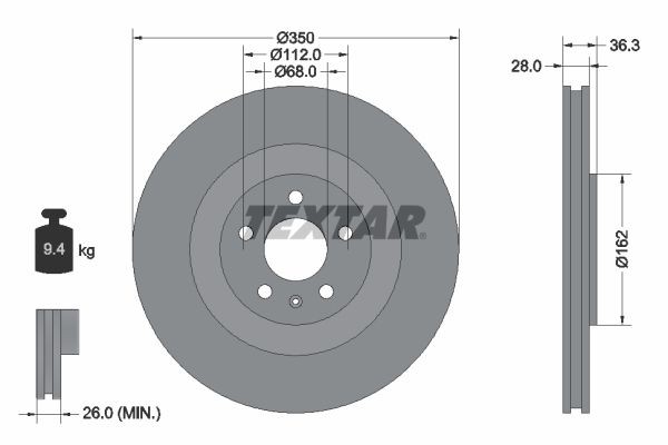 2X Textar Bremsscheibe 92290405 FüR Audi VW-image
