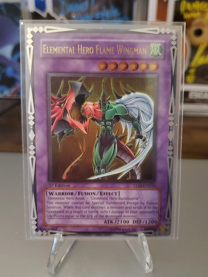 Elemental Hero Flame Wingman Ult 第 1 版 TLM-EN035 近乎完好金色邮票 * 阅读光盘 * — 第 2/4 张图片