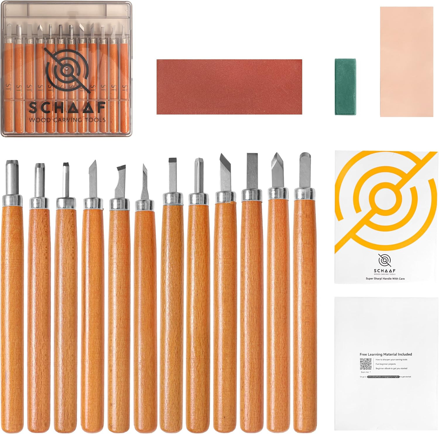 Beginner-Friendly Wood Carving Kit, 15pc Wood Carving Tools Set with Razor Sharp