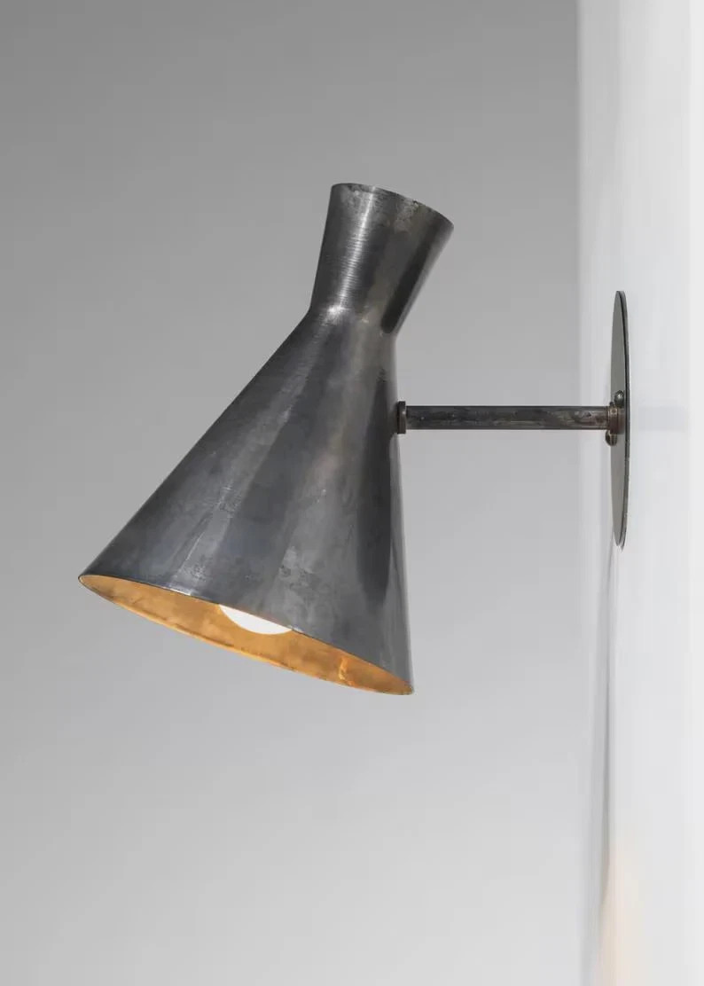 1920s Mid Century Italian Brass Diabolo Blackened Wall Sconce- Christmas Gift