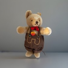 Vintage STEIFF Mohair Teddy Bear in Leather Lederhosen 13  Blonde West Germany