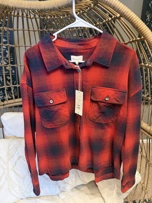 Thread & Supply Men's Flannel shirt Button Up Red/Blue Collared Large