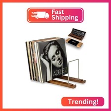 Optage Audio Vinyl Record Storage Holder, 75 LPs, Solid Walnut Steel