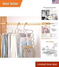 Pants Hangers 2 Pack Space Saving Metal Closet Organizer,Clothes Pants Hanger...