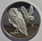 2 Troy oz Sterling Silver Coin Barn Owls ~ 66 Grams ~ Franklin Mint
