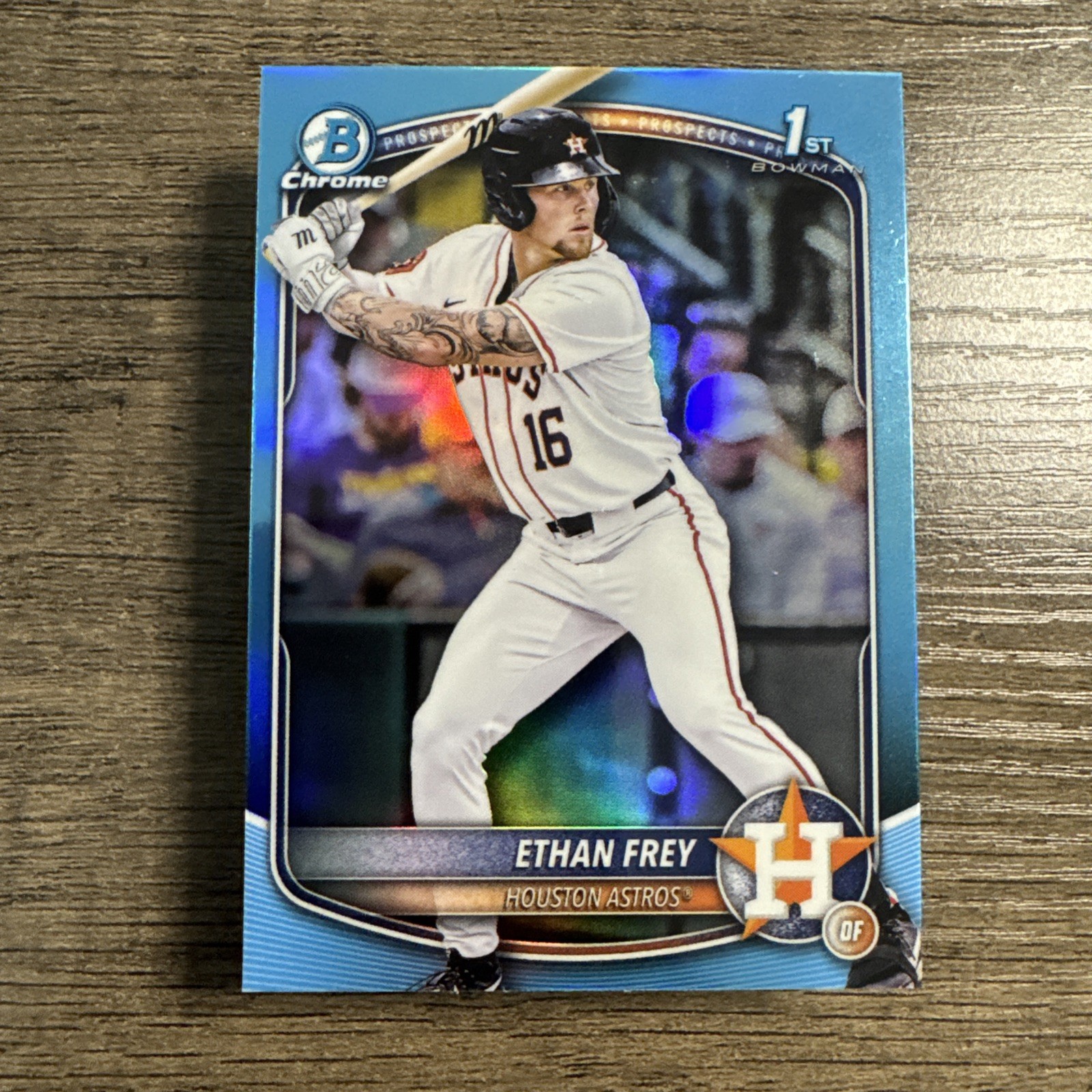 Ethan Frey 2025 1st Bowman Draft Chrome Sky Blue Refractor Houston Astros SP