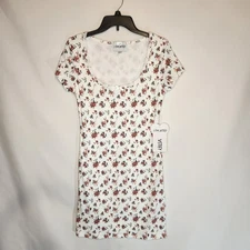 J for Justify Floral Dress Size L Rusty Red Colored Flowers. Cottage Core
