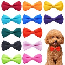 12 Colors Plain Small Dogs Collar Embellishment Attachment Bow Ties Puppies C...