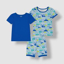  35 Max  Olivia Boys Blue 3 Piece Car Snug Fit Pajama Set Size 4T