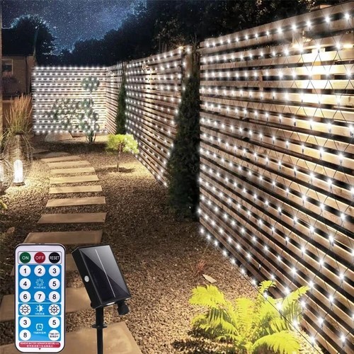 Solar LED String Fairy Net Lights Curtain Mesh Christmas Party Garden Outdoor AU - Picture 9 of 28