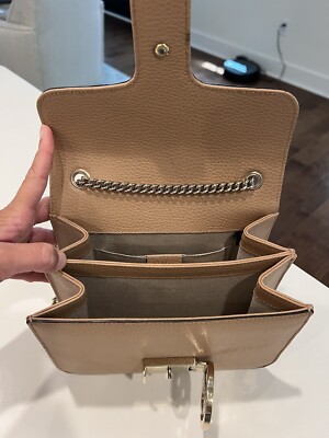 Gucci Interlocking Small Leather Shoulder Bag Women's Beige