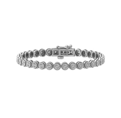 Sterling Silver Round Natural Diamond Fancy Tennis Bracelet Gift For Women 7''