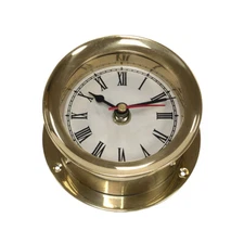 3-3/4" Nautical Wall-Mounted Ship's Time Clock with Roman Numerals - Antique Vin