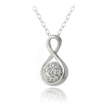 925 Silver 1/10ct Diamond Infinity Necklace, 18"