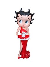 Grande statua figura di betty boop in resina  con abito rosso da collezione