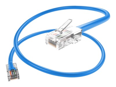 Cat 5e Ethernet Cable 1 pc in Blue 1 Gbps Round Rj45 0.5, 1, 3, 5, 7, 14, 25 ft