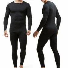 Men's Winter Thermal Underwear Ski Base Layer Warm Long Johns Top and Bottom Set