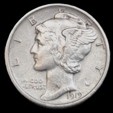 1919 Mercury Dime AU -SVN605