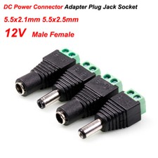 DC CCTV Male Female Power Connector Adapter 12V Plug Jack Socket 5.5x2.1/2.5mm