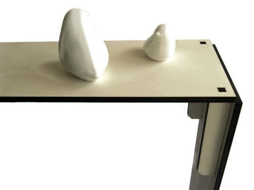 Skinny Laser Cut Wood Console Table for Living Room - Sleek Contemporary Design - Picture 4 of 9