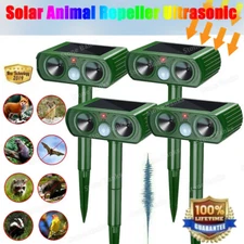 1/2/4PK Outdoor Solar Ultrasonic Animal Repellent Repel Cat Dog Squirrel Skunk