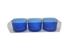 Vintage New Set Of 3 Cobalt Blue Glass Votive Candle Holders