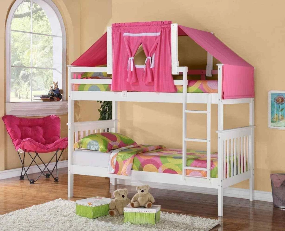 Reagan White Bunk Bed with Pink Tent - Image 2 of 4