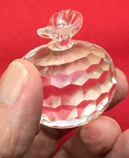 CUT GLASS CRYSTAL Round Ball Shape,  Flower on Top Free Shipping