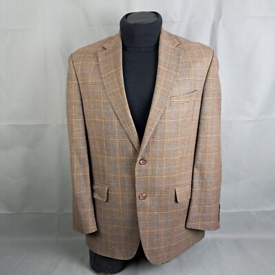 LAUREN Ralph Lauren Sportcoat 42R Men Brown Slik Wool Glen Plaid Check Blazer 