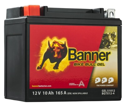 Banner Bike Bull GEL Motorradbatterie 51012 10Ah 12V BGTX12-4 YTX12-BS GTX12-BS