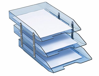 Acrimet Collapsible Articulated Letter Tray Triple (Clear Blue Color)