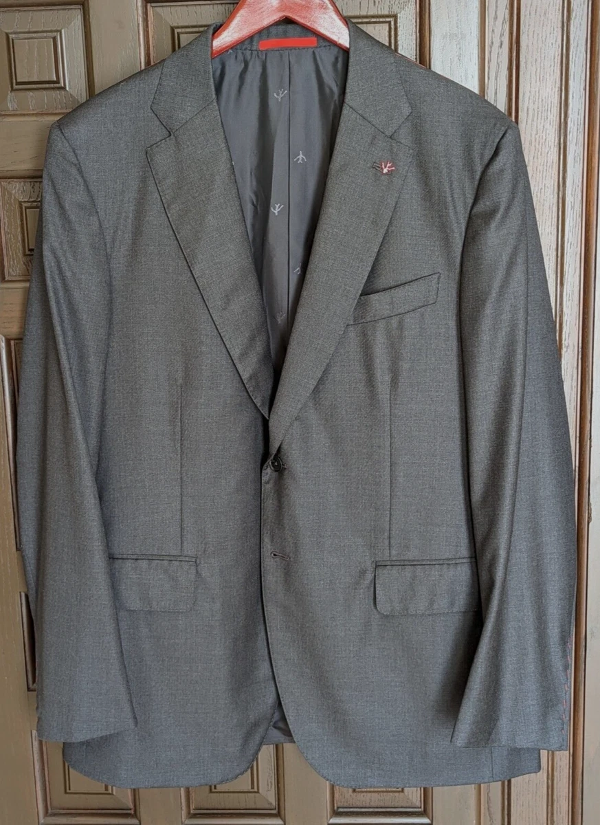 ISAIA Aquaspider Base Sanita Suit Jacket Blazer, Grey 56R (EU