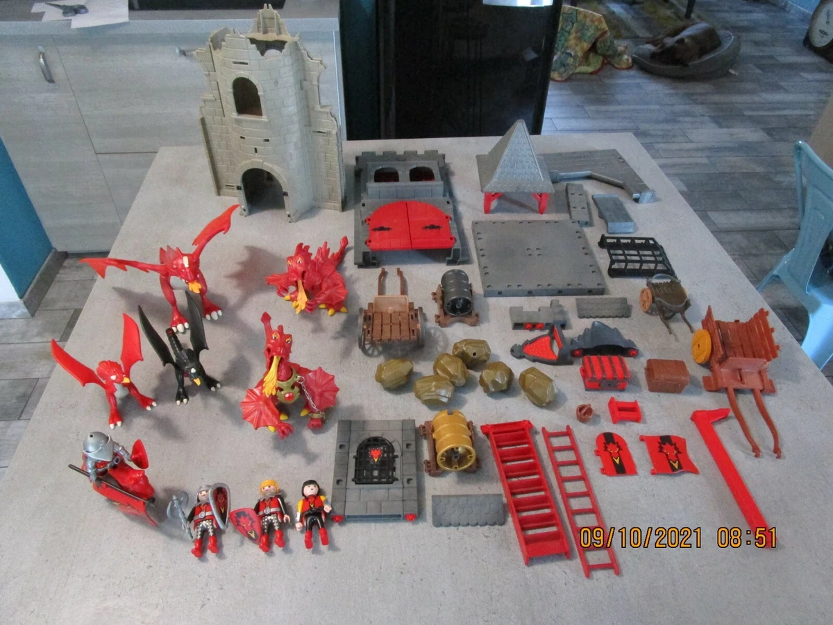 Playmobil Porte Arrière De Château Dragon Rouge - Système X Médiéval D'occasion