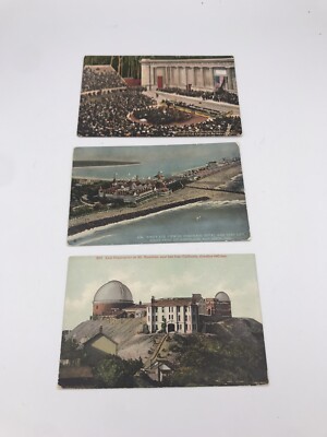 3 Antique Post Cards California Berkeley  Coronado Hotel Lick Observatory 1912