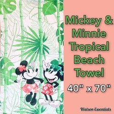 NEW Disney Mickey Minnie Mouse Tropical Beach Pool Towel 40" x 70" Leaf Print