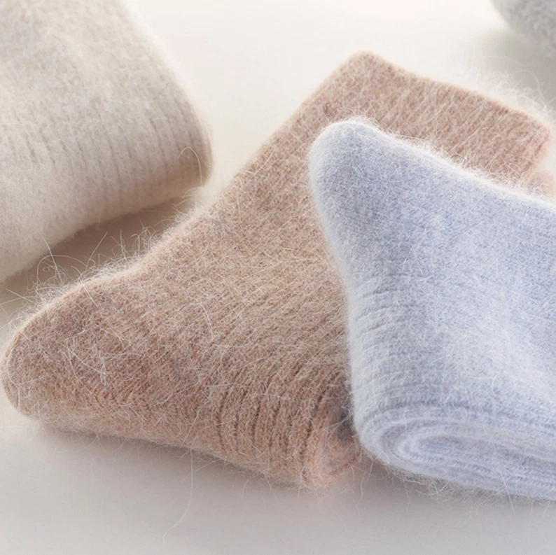 3Pairs Women 100%Wool Fanshion Crew Socks Thicken Thermal Boot Multicolor Winter - Image 2 of 4