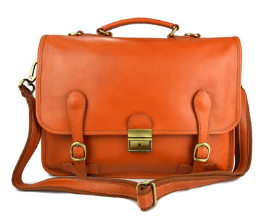 Cartella pelle uomo donna valigetta 24 ore borsa pelle miele borsa