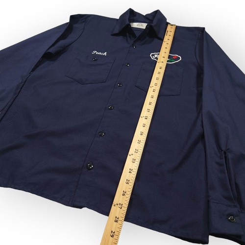 Peels NYC Shirt Mens Small Blue Flower Pockets Work Shirt Long Sleeve Peach Twil - Picture 7 of 10