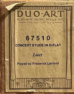 Rotolo Duo Art RECUT n. 67510 Studio concerto in D Flat Liszt Frederick Lamond