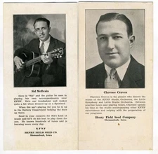 K F N F Radio Five Performer Cards Henry Field Seed Co. Shenandoah Iowa 1930's