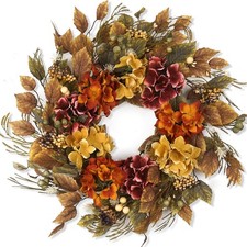 Fall Wreaths for Front Door 22 inch, Fall Wreath with Hydrangea Berries Fall Lea