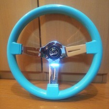 Excellent Deep Dish Steering Wheel Light Blue Chrome Spokes