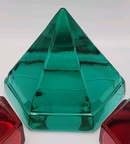 Ship Deck Prism Lot Of 3 Teal Green Red Glass Nautical Paperweight - Picture 2 of 9